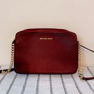 Michael Kors Burgundy crossbody zip up
